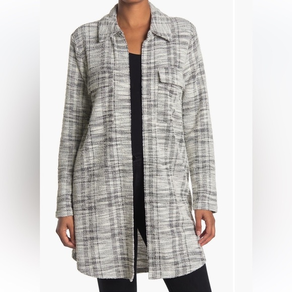 MELLODAY Jackets & Blazers - Gray Plaid Long Cardigan